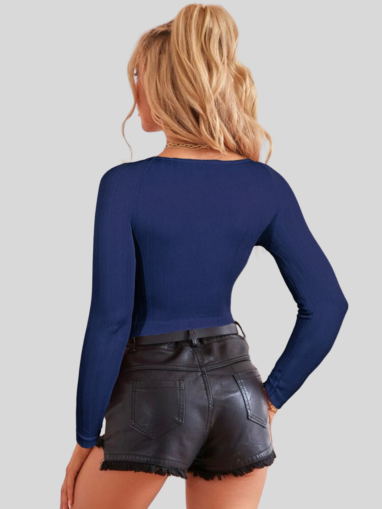 Foto 6 | Set De Dos Blusas  Crop Top De Manga Larga Para Mujer Crop-05 Colores Variados Moda Canalé