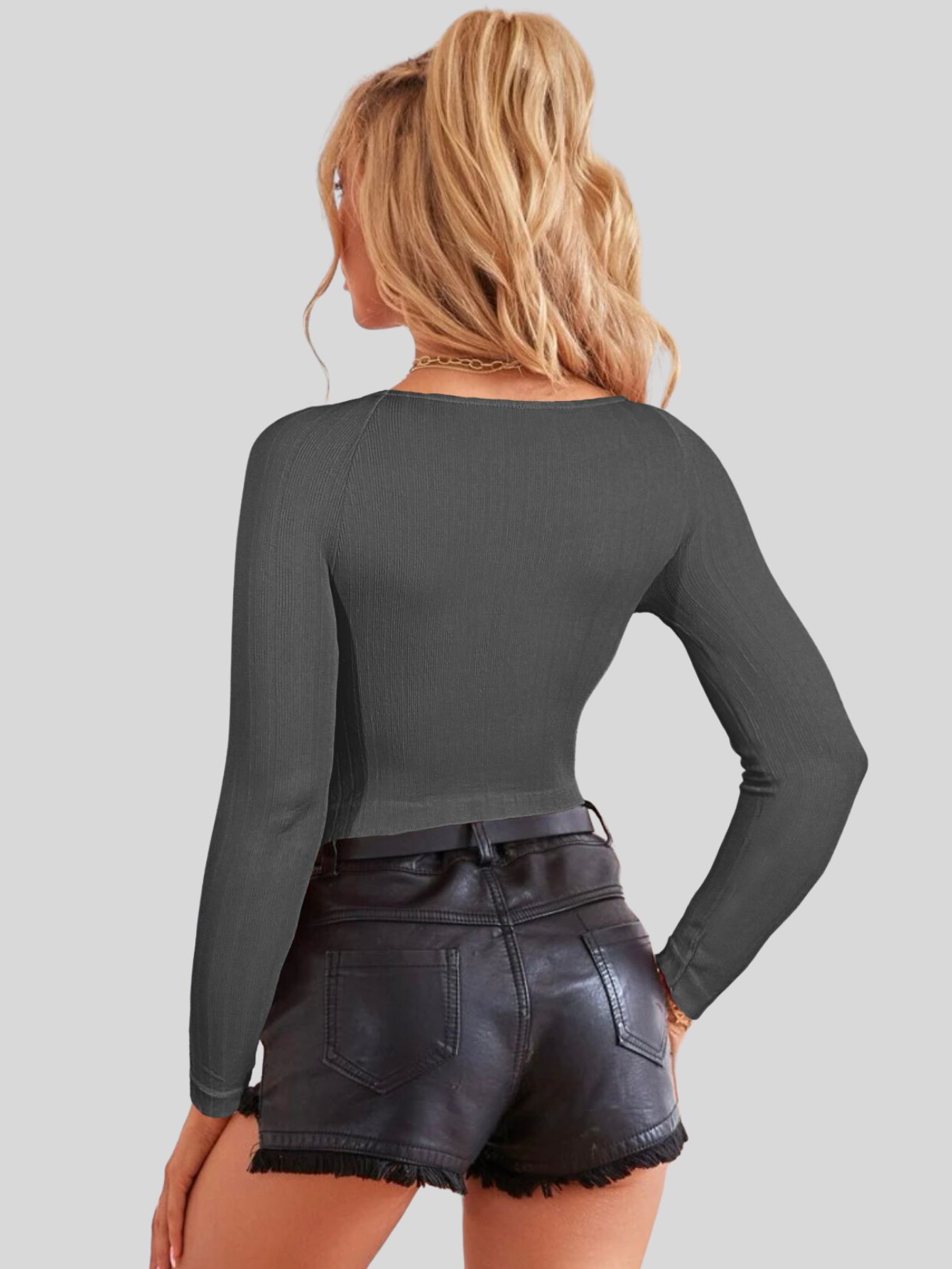 Foto 8 pulgar | Set De Dos Blusas  Crop Top De Manga Larga Para Mujer Crop-05 Colores Variados Moda Canalé