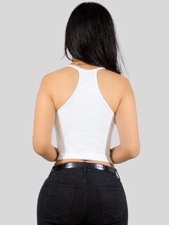 Foto 3 | Blusas Mujer Casual Camiseta Dama Blusa Top-1023 Blanco Crop Top Strec