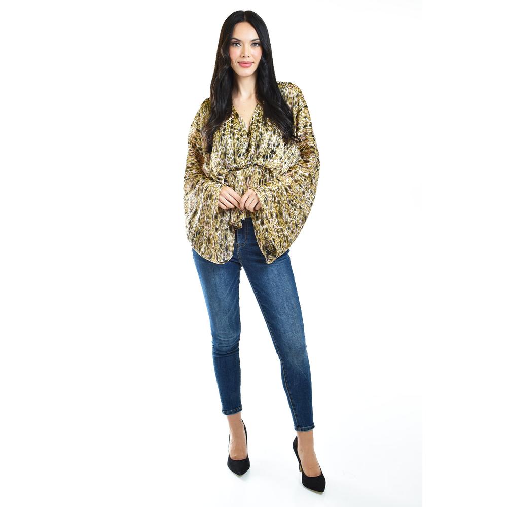 Foto 3 pulgar | Blusa De Chiffon Animal Print Roman Fashion /juvenil, 2021 (animal Print) Cafe