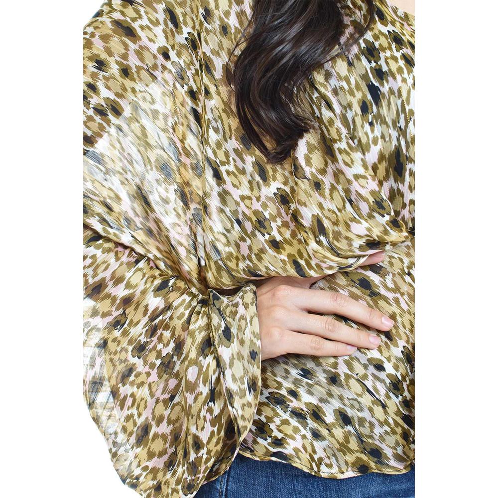 Foto 5 pulgar | Blusa De Chiffon Animal Print Roman Fashion /juvenil, 2021 (animal Print) Cafe
