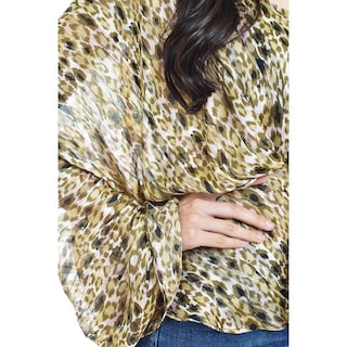Foto 4 | Blusa De Chiffon Animal Print Roman Fashion /juvenil, 2021 (animal Print) Cafe
