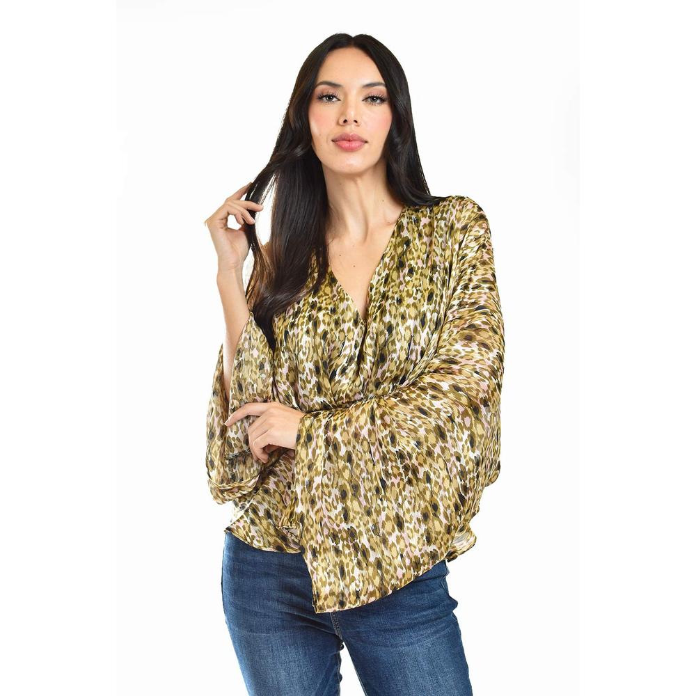Foto 6 pulgar | Blusa De Chiffon Animal Print Roman Fashion /juvenil, 2021 (animal Print) Cafe