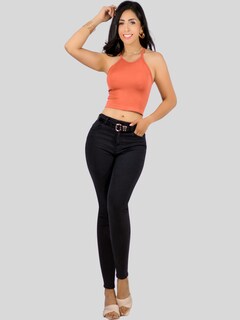Foto 2 | Blusas Mujer Casual Camiseta Dama Blusa Top-1023 Coral Oscuro Crop Top Strec
