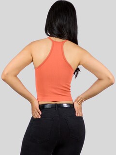 Foto 3 | Blusas Mujer Casual Camiseta Dama Blusa Top-1023 Coral Oscuro Crop Top Strec
