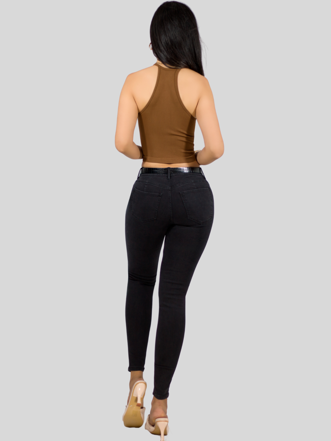 Foto 7 pulgar | Set De 2 Blusas Mujer Casual Camiseta Dama Blusa Top-1023 Café Y Lila Crop Top Strec