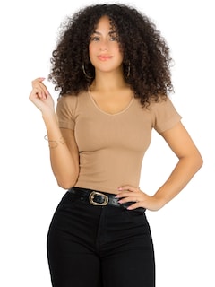Foto 1 | Player Mujer Texturizada Casual Stretch Bl-1025 Beige Blusa Dama Top