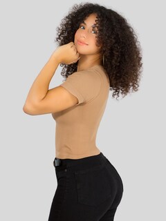 Foto 4 | Player Mujer Texturizada Casual Stretch Bl-1025 Beige Blusa Dama Top