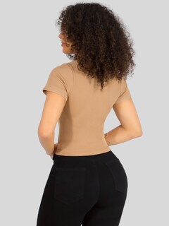 Foto 5 | Player Mujer Texturizada Casual Stretch Bl-1025 Beige Blusa Dama Top