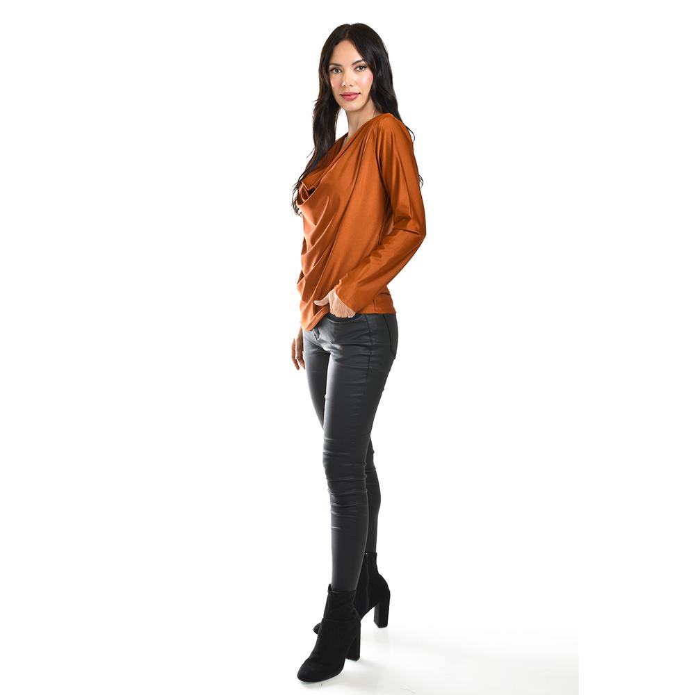 Foto 2 | Blusa Elegante De Satín Roman Fashion /juvenil, 1787 (cafe) Cafe