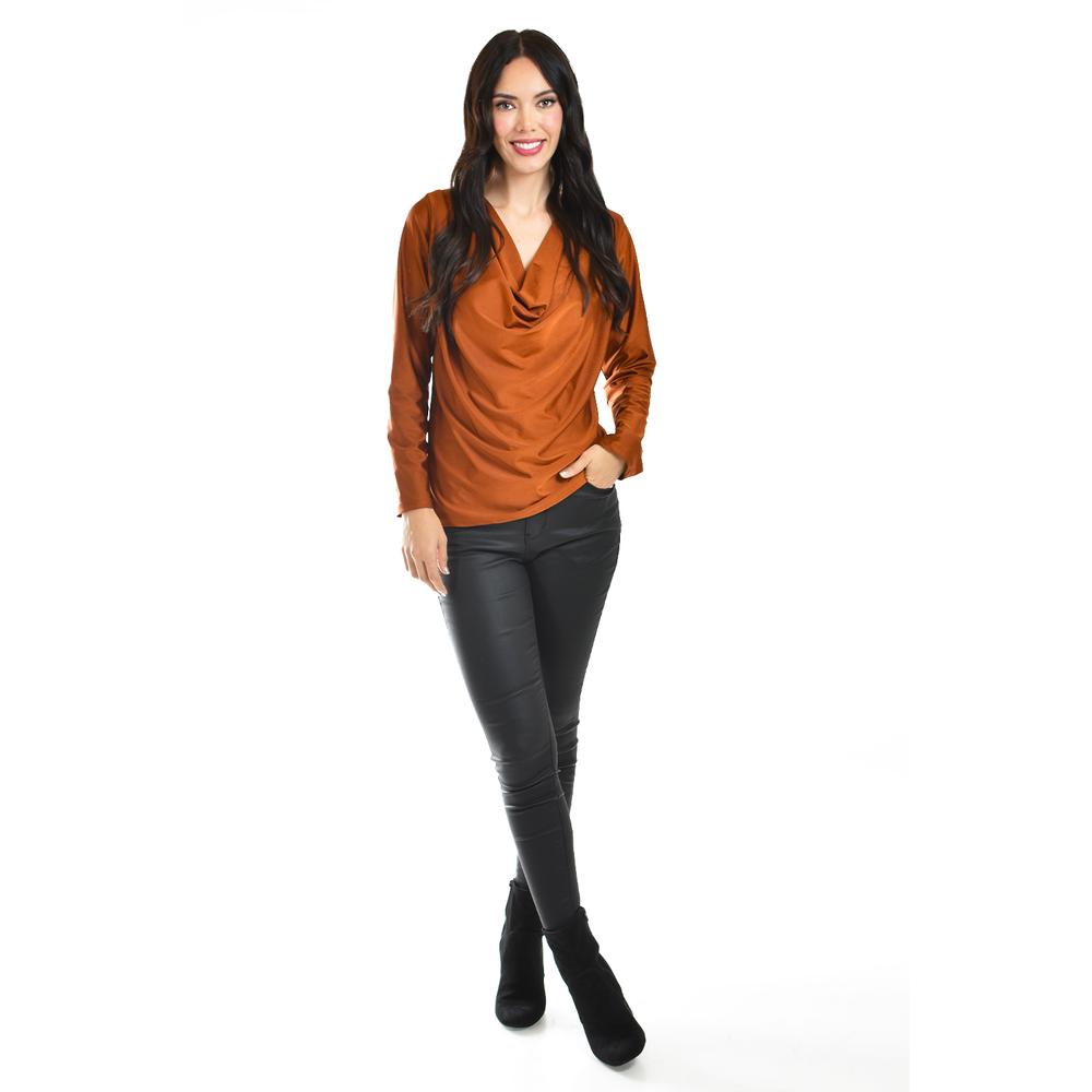 Foto 5 | Blusa Elegante De Satín Roman Fashion /juvenil, 1787 (cafe) Cafe