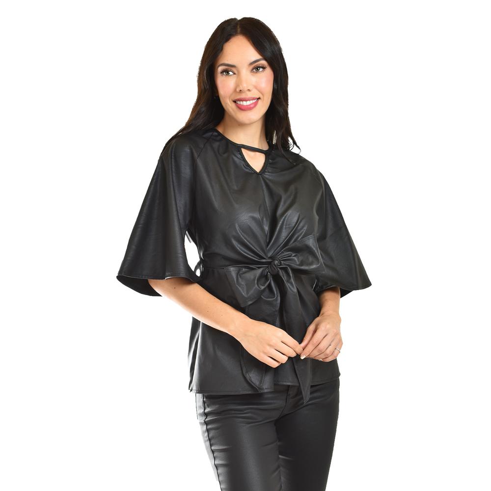 Blusa De Vinipiel Con Laso Roman Fashion /juvenil, 1877 (negro) Negro