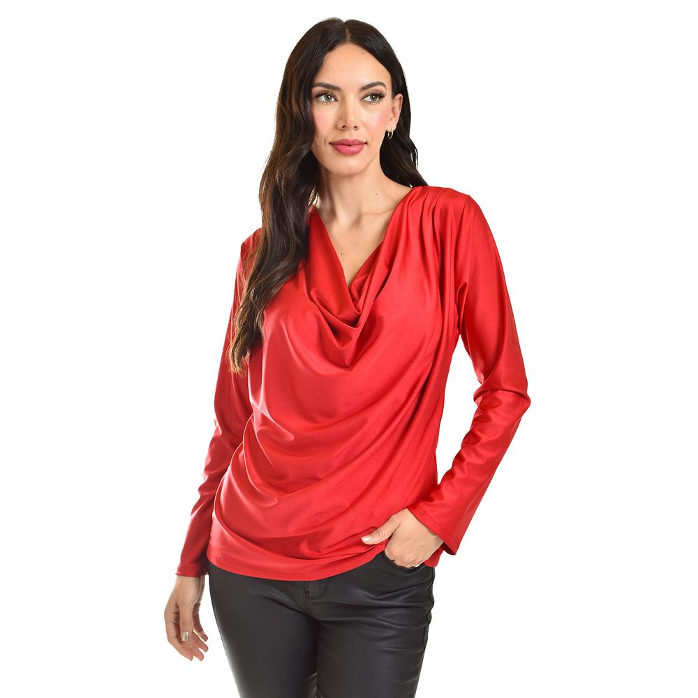 Blusa Elegante De Satín Roman Fashion /juvenil, 1787 (rojo) Rojo