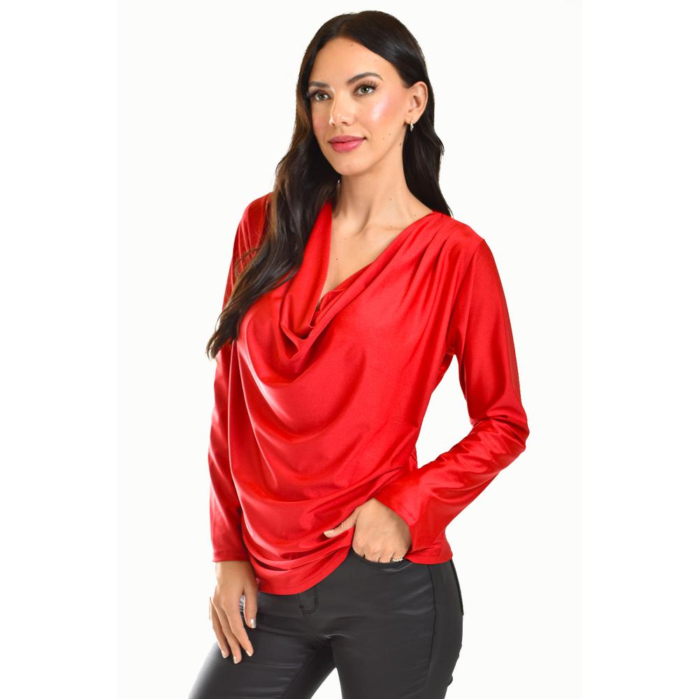 Foto 5 pulgar | Blusa Elegante De Satín Roman Fashion /juvenil, 1787 (rojo) Rojo
