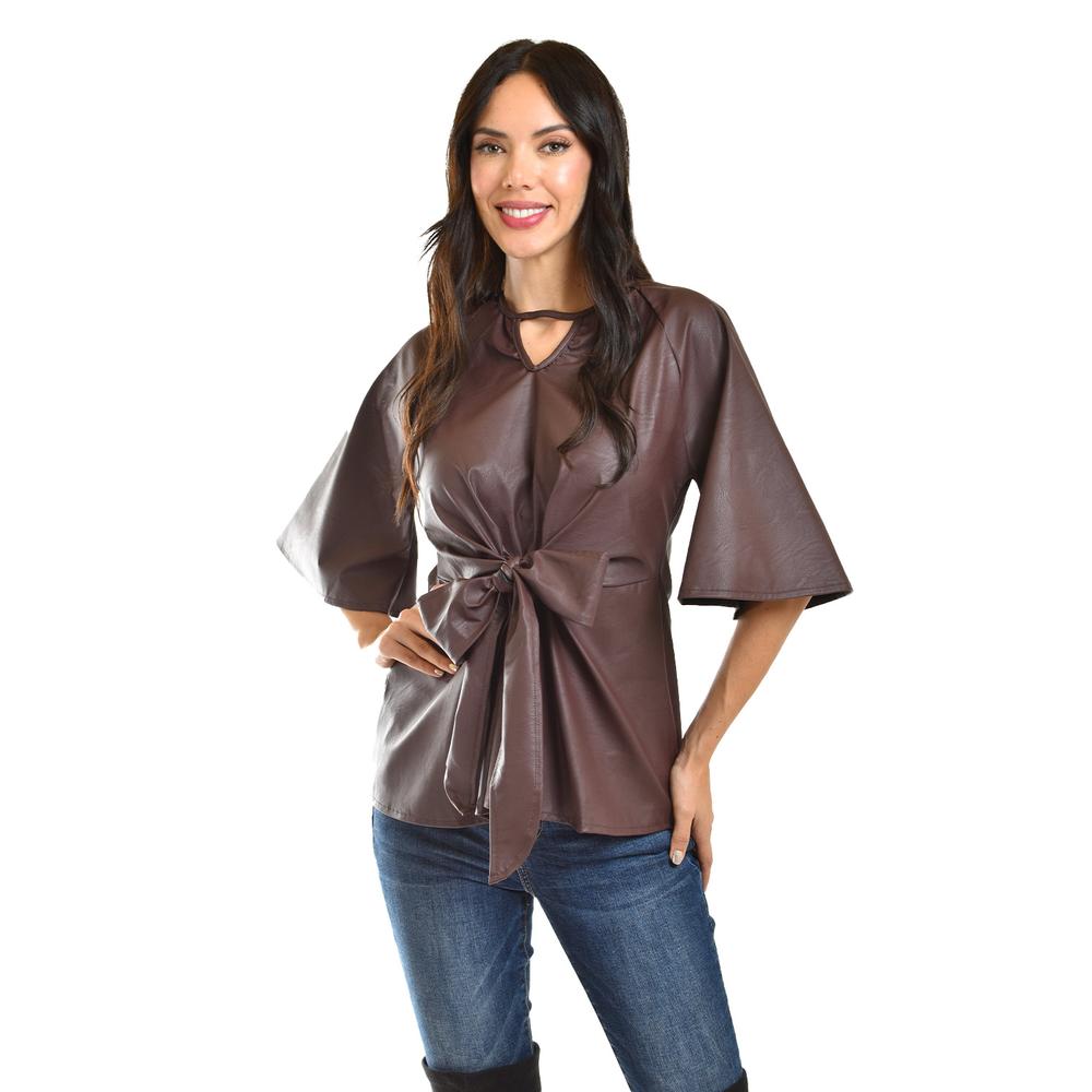 Blusa De Vinipiel Con Laso Roman Fashion /juvenil, 1877 (cafe) Cafe