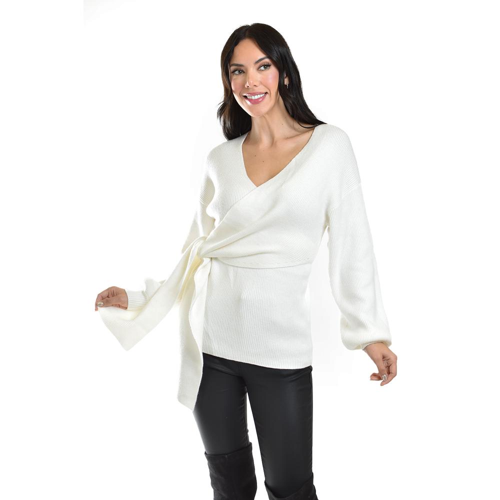 Blusa De Punto Diseño Cruzado Roman Fashion /juvenil, 6688 (blanco) Blanco
