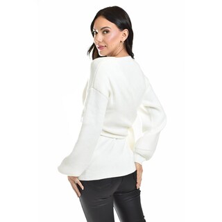 Foto 3 | Blusa De Punto Diseño Cruzado Roman Fashion /juvenil, 6688 (blanco) Blanco