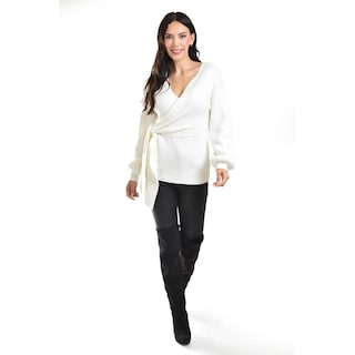 Foto 5 | Blusa De Punto Diseño Cruzado Roman Fashion /juvenil, 6688 (blanco) Blanco
