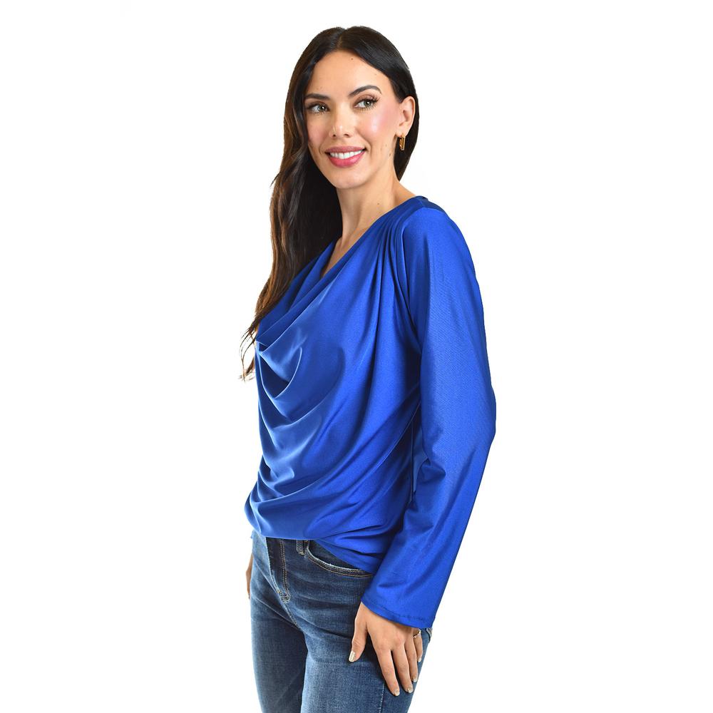 Foto 3 pulgar | Blusa Elegante De Satín Roman Fashion /juvenil, 1787 (azul Rey) Azul