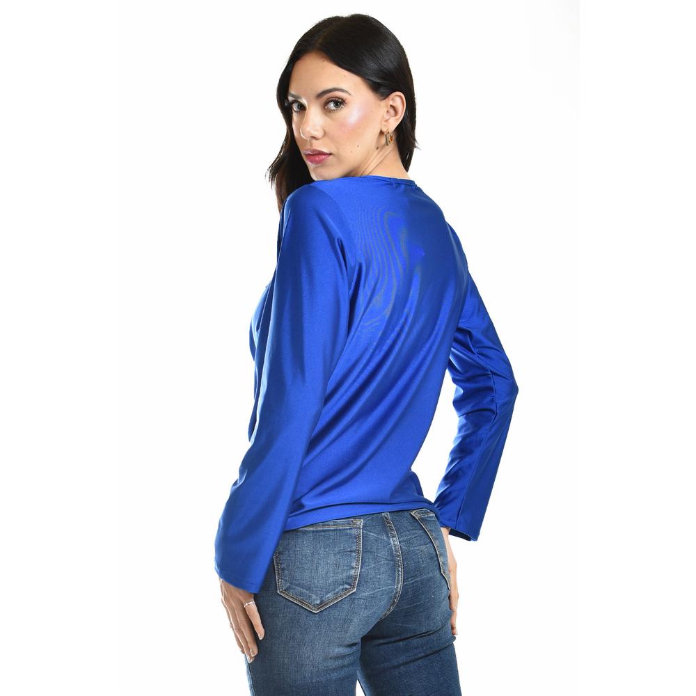 Foto 3 | Blusa Elegante De Satín Roman Fashion /juvenil, 1787 (azul Rey) Azul