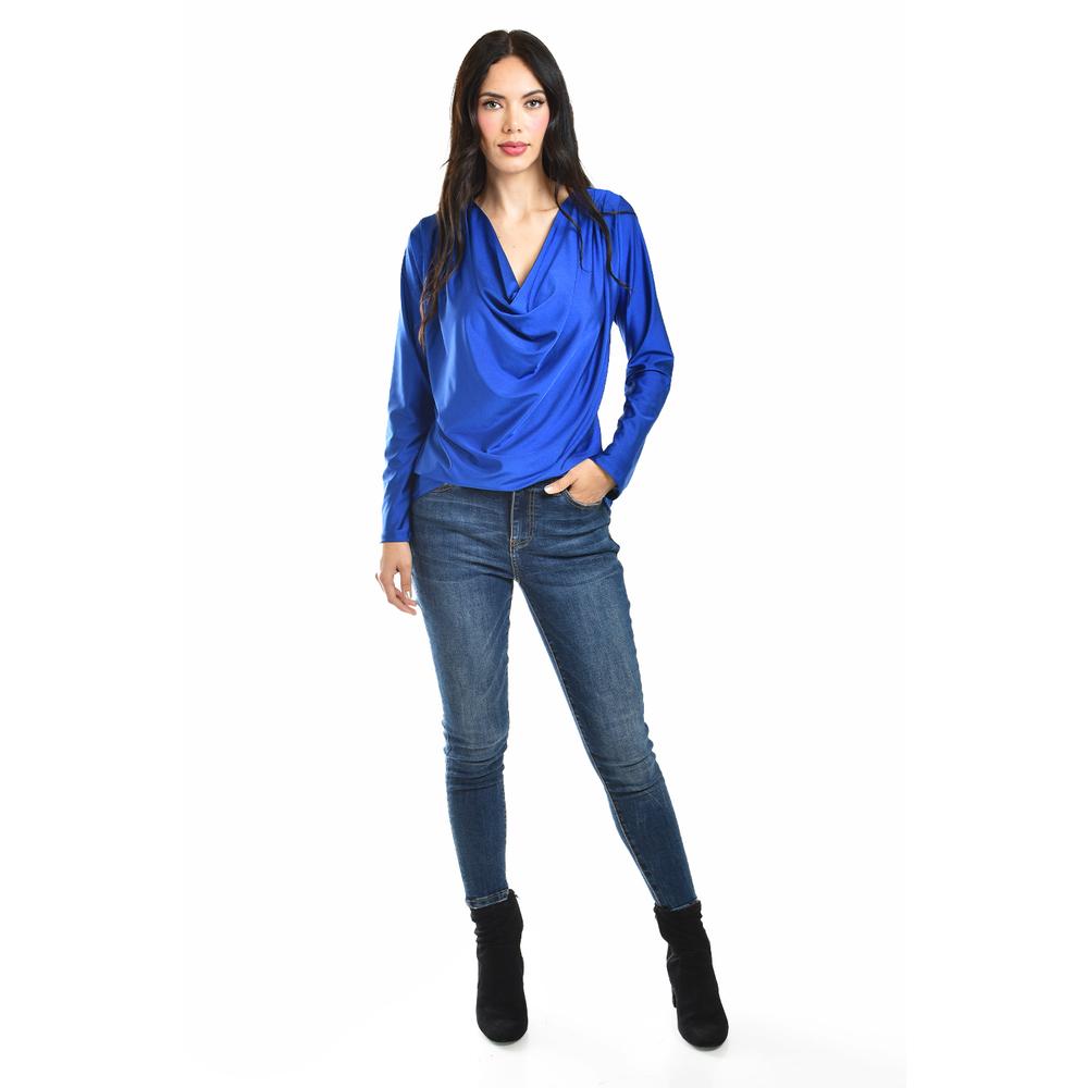 Foto 5 pulgar | Blusa Elegante De Satín Roman Fashion /juvenil, 1787 (azul Rey) Azul
