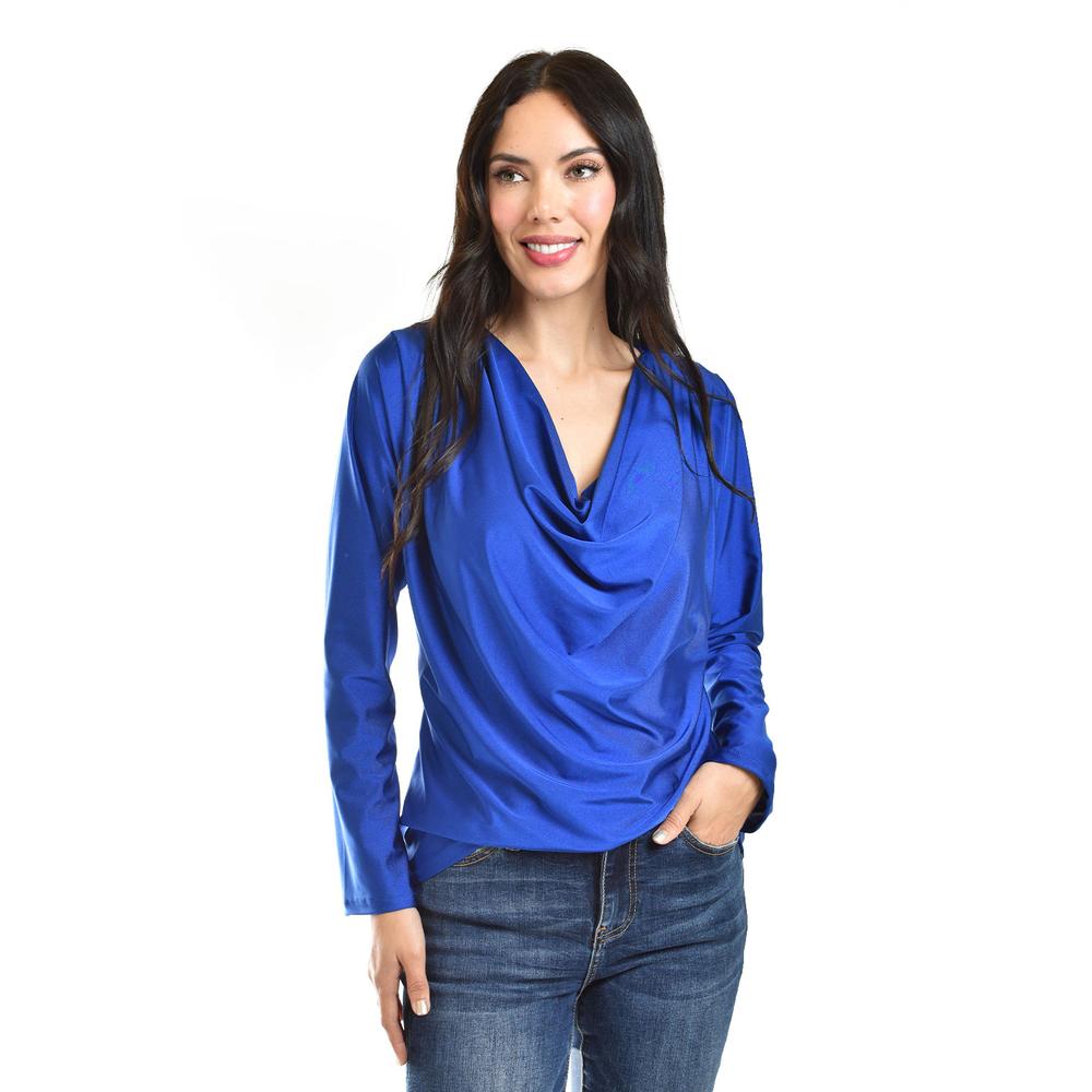 Foto 6 pulgar | Blusa Elegante De Satín Roman Fashion /juvenil, 1787 (azul Rey) Azul