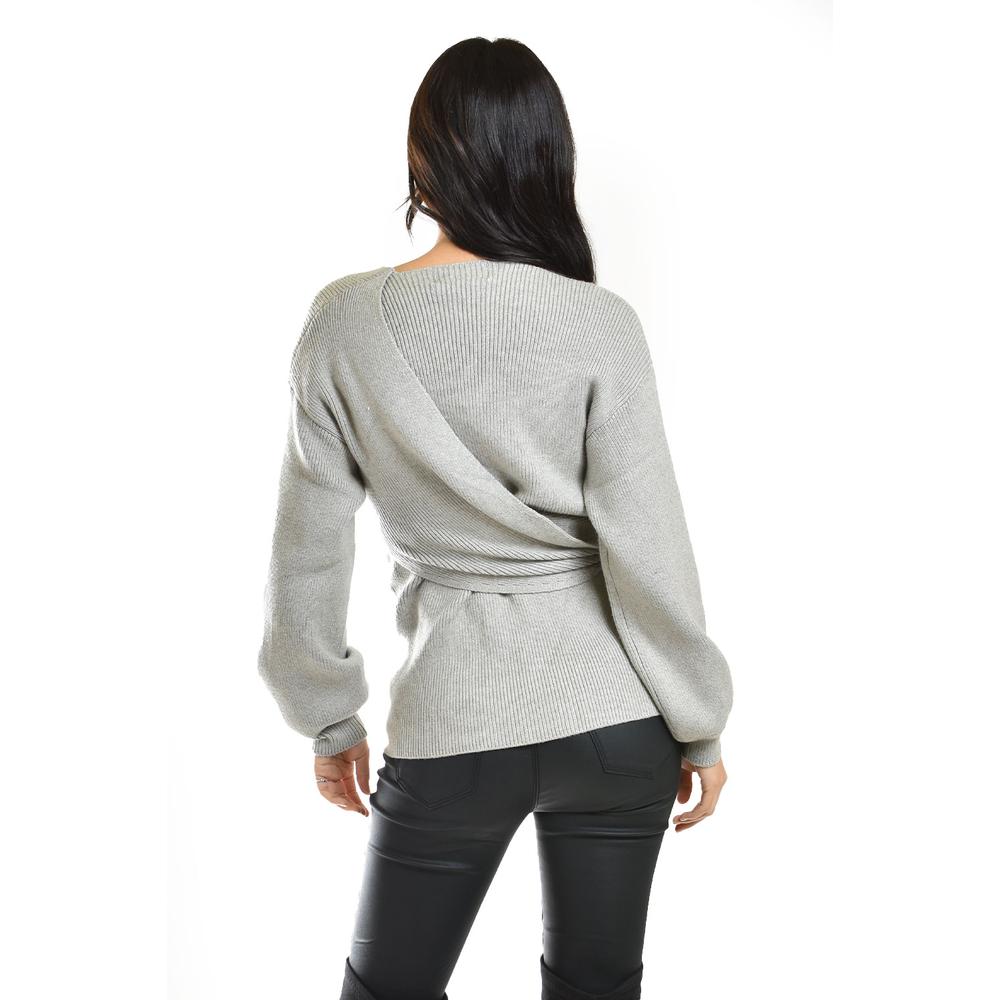 Foto 3 | Blusa De Punto Diseño Cruzado Roman Fashion /juvenil, 6688 (gris) Gris