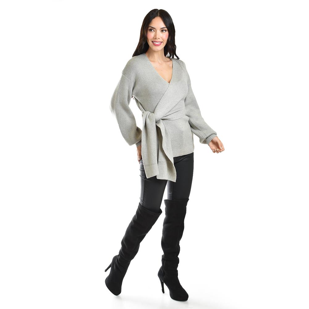 Foto 5 | Blusa De Punto Diseño Cruzado Roman Fashion /juvenil, 6688 (gris) Gris