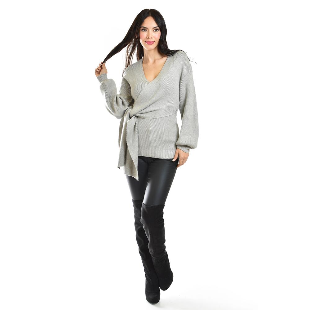 Foto 6 | Blusa De Punto Diseño Cruzado Roman Fashion /juvenil, 6688 (gris) Gris