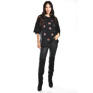 Foto 1 | Blusa Con Estrellas De Lentejuela Roman Fashion /juvenil, 34686 (negro) Negro