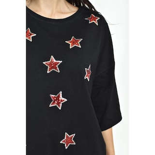 Foto 4 | Blusa Con Estrellas De Lentejuela Roman Fashion /juvenil, 34686 (negro) Negro