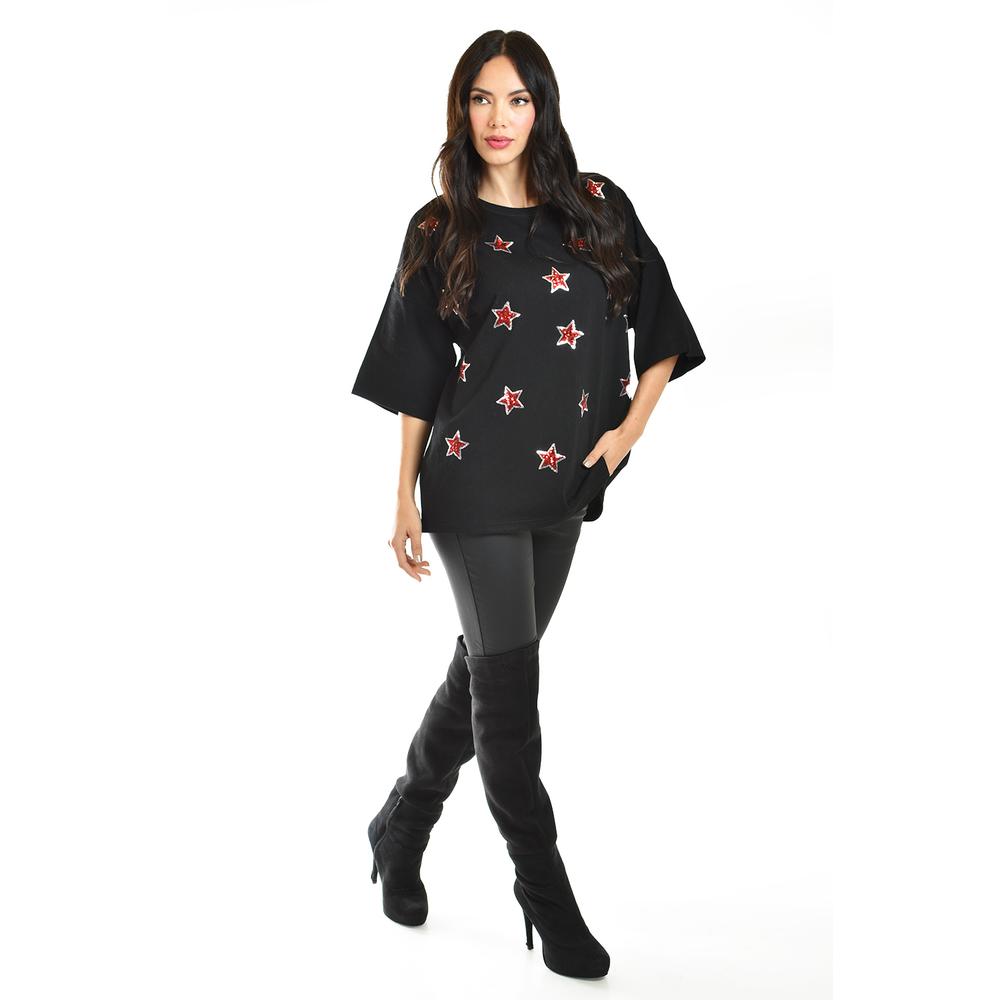 Foto 7 pulgar | Blusa Con Estrellas De Lentejuela Roman Fashion /juvenil, 34686 (negro) Negro