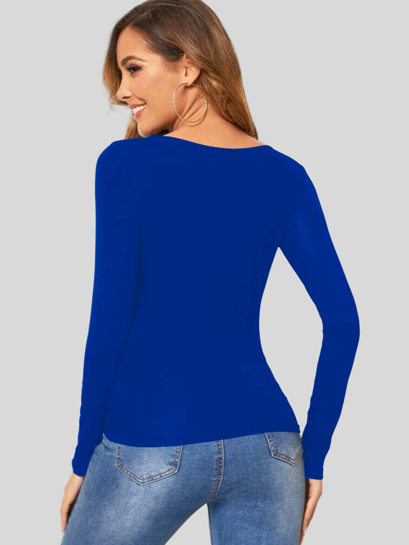 Foto 4 pulgar | Blusas Mujer Manga Larga Interior Térmico Bl-1013 Azul Rey Invierno Dama