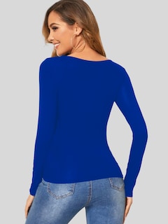 Foto 3 | Blusas Mujer Manga Larga Interior Térmico Bl-1013 Azul Rey Invierno Dama