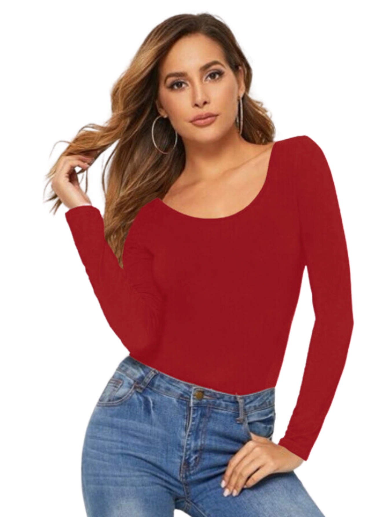 Blusas Mujer Manga Larga Interior Térmico Bl-1013 Rojo Invierno Dama