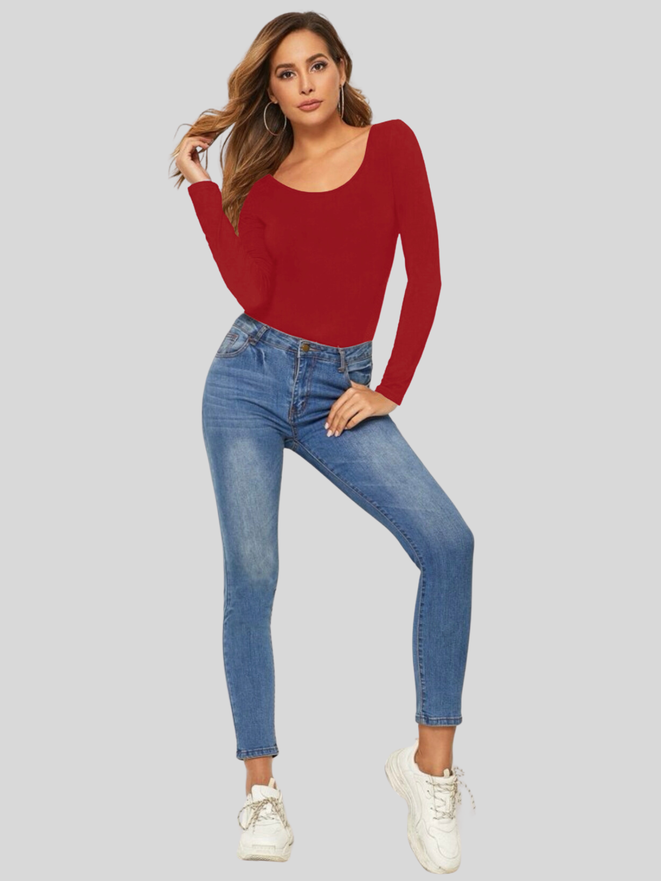 Foto 2 | Blusas Mujer Manga Larga Interior Térmico Bl-1013 Rojo Invierno Dama