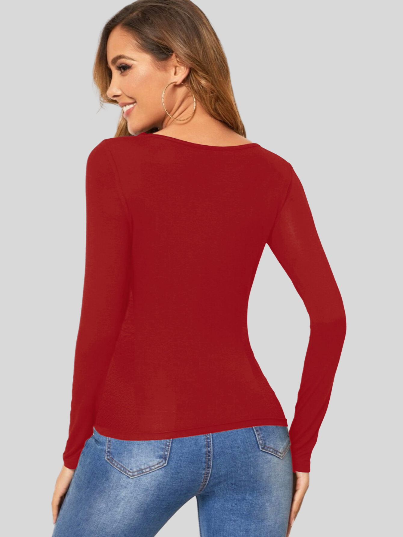 Foto 4 pulgar | Blusas Mujer Manga Larga Interior Térmico Bl-1013 Rojo Invierno Dama