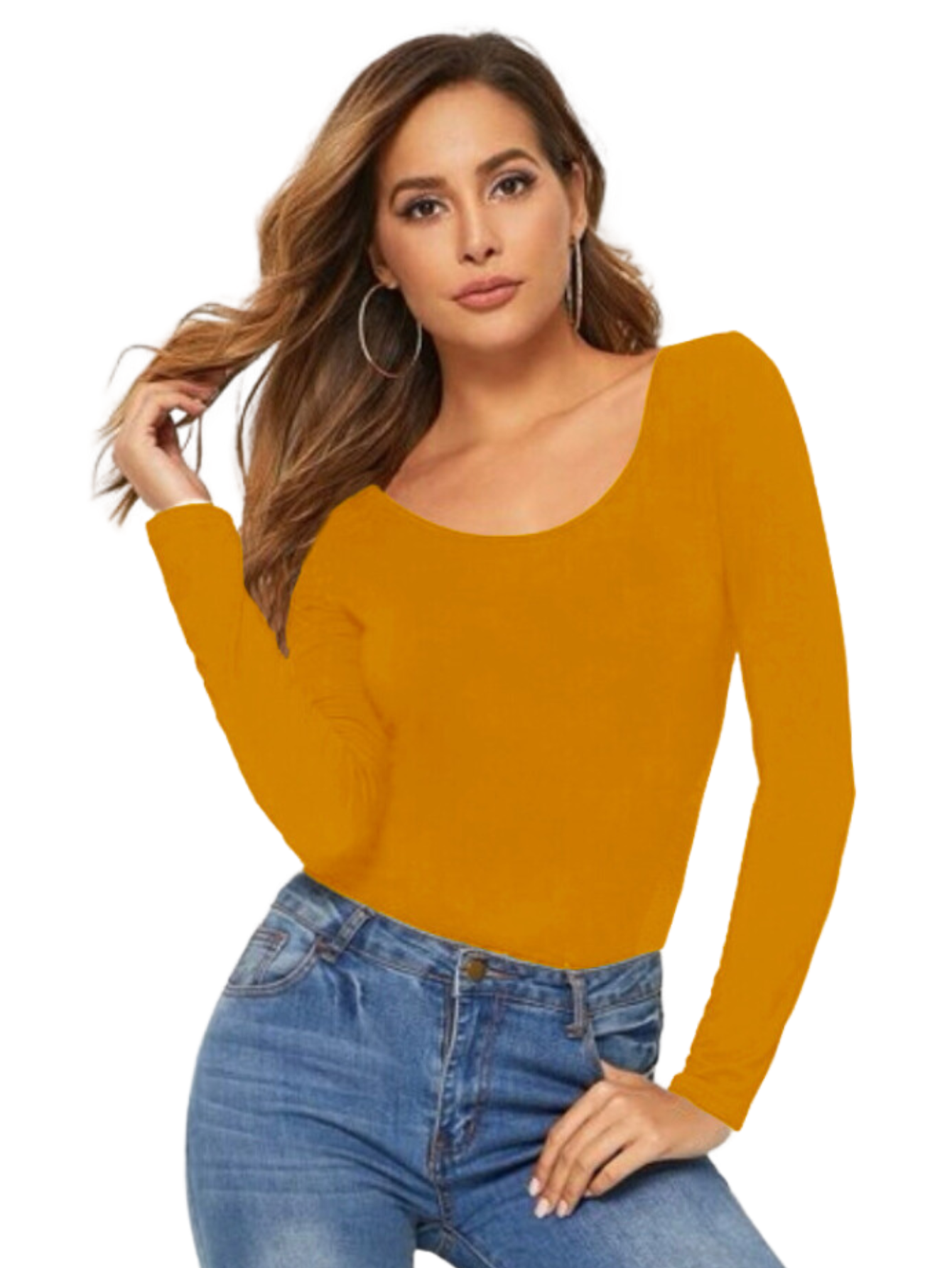 Blusas Mujer Manga Larga Interior Térmico Bl-1013 Mostaza Invierno Dama