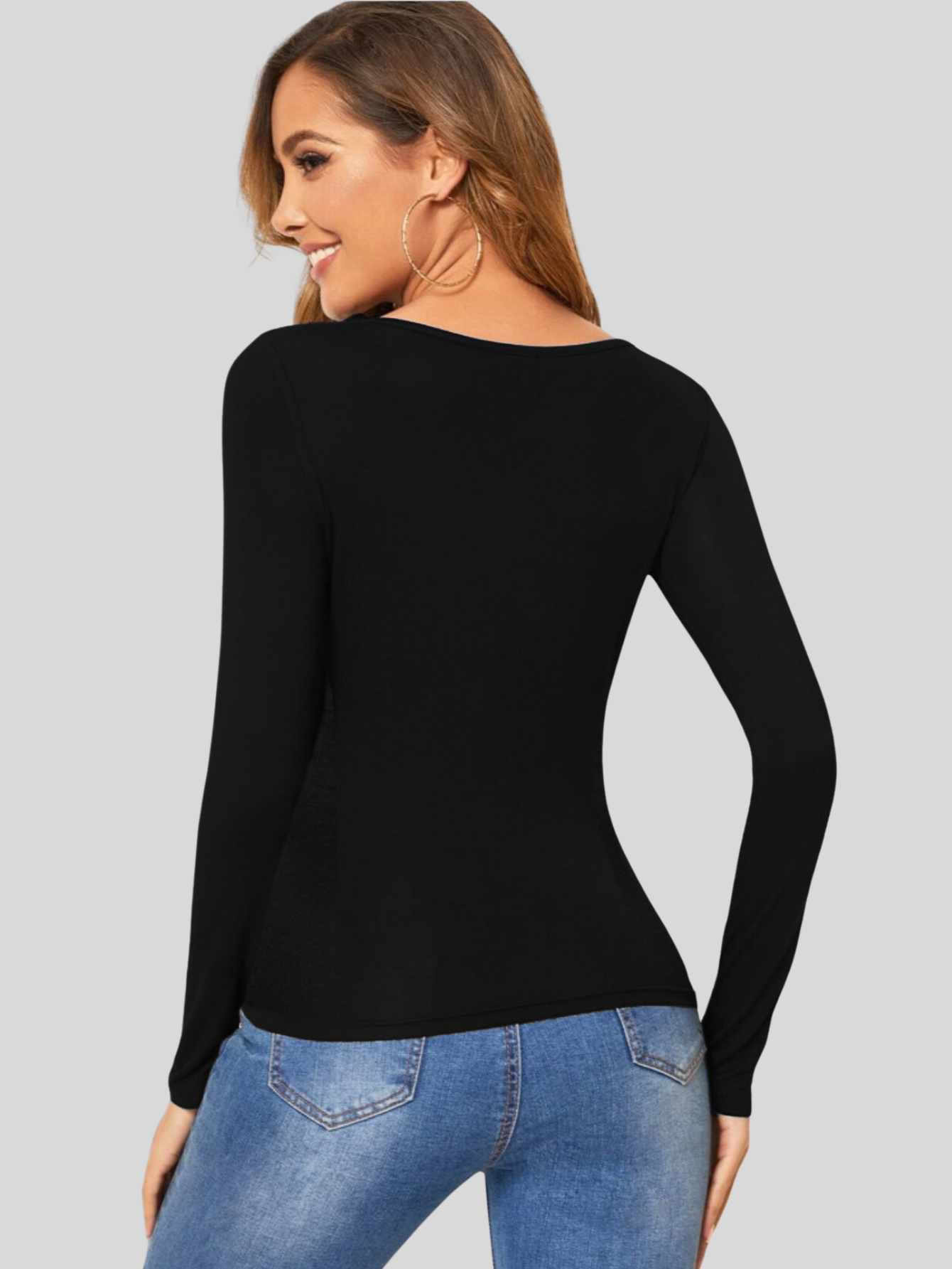 Foto 4 pulgar | Blusas Mujer Manga Larga Interior Térmico Bl-1013 Negro Invierno Dama