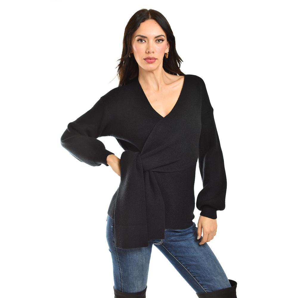 Blusa De Punto Diseño Cruzado Roman Fashion /juvenil, 6688 (negro) Negro