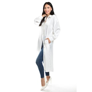 Foto 2 | Maxi Blusa Camisera De Satín Roman Fashion /juvenil, 10622 (blanco) Blanco