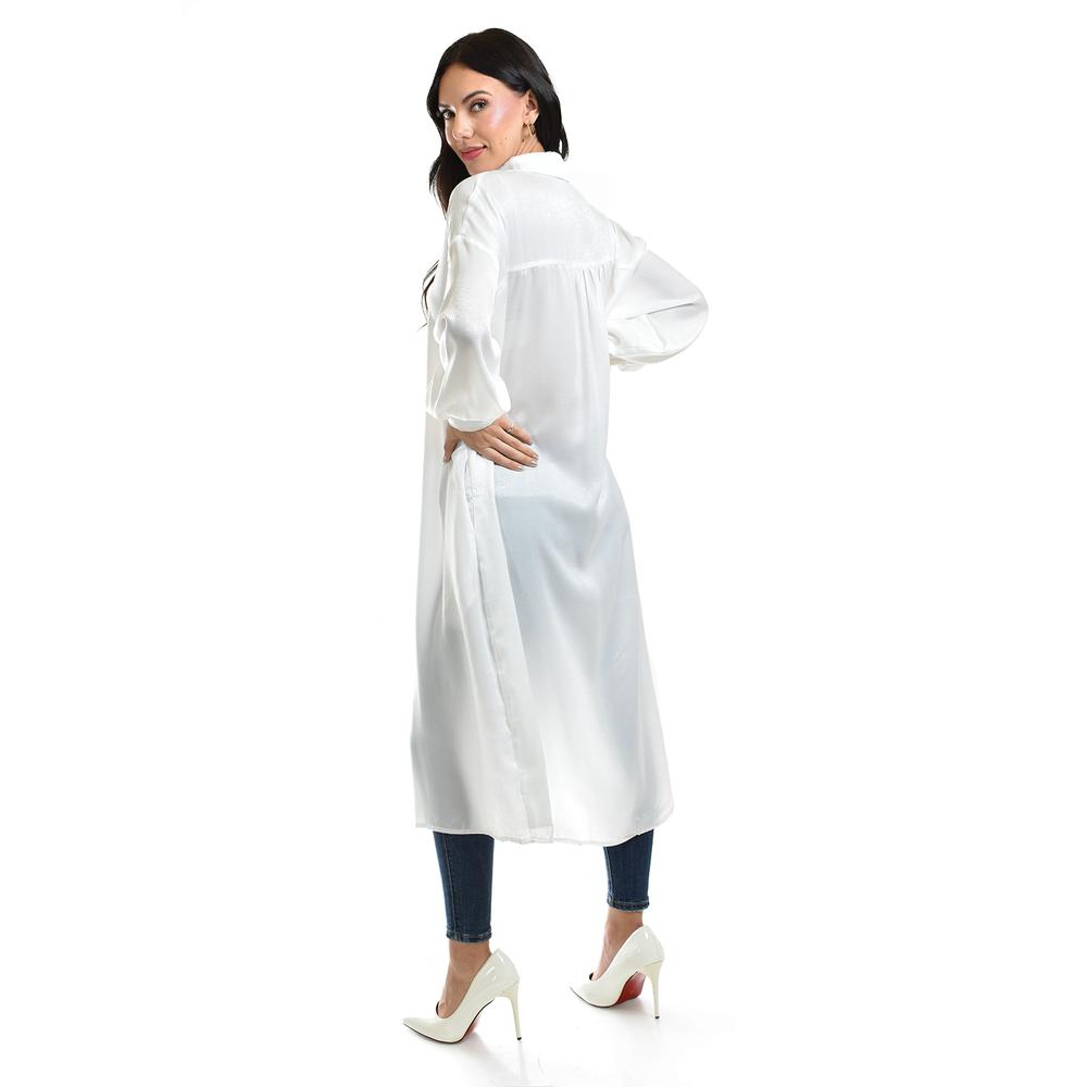 Foto 4 pulgar | Maxi Blusa Camisera De Satín Roman Fashion /juvenil, 10622 (blanco) Blanco