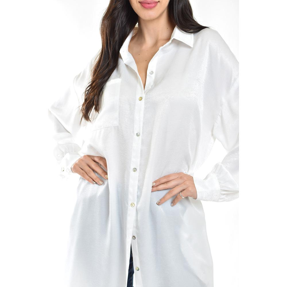 Foto 5 pulgar | Maxi Blusa Camisera De Satín Roman Fashion /juvenil, 10622 (blanco) Blanco