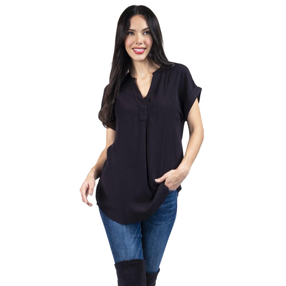 Blusa Ligera De Cuello V Roman Fashion / Juvenil, 0058 (negro) Negro