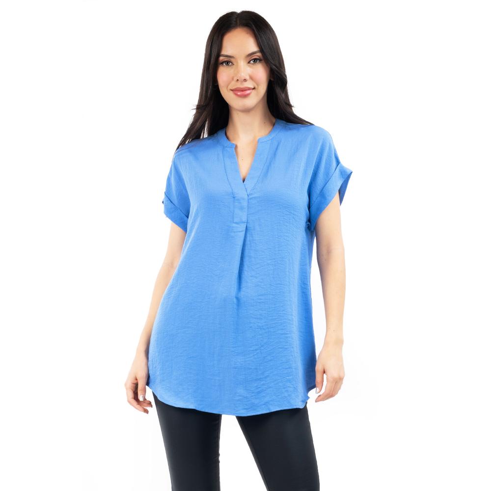 Blusa Ligera De Cuello V Roman Fashion / Juvenil, 0058 (azul Claro) Azul