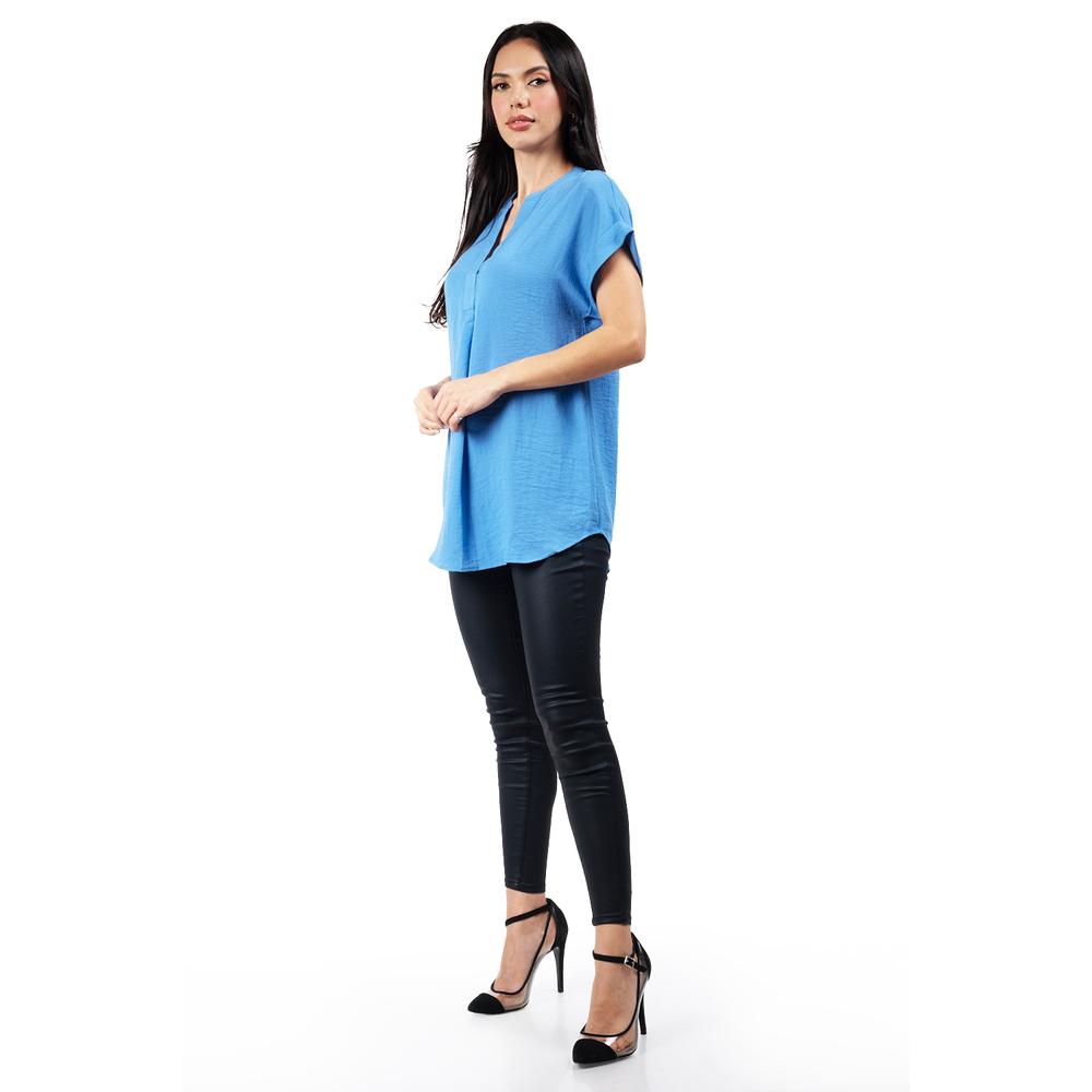 Foto 5 | Blusa Ligera De Cuello V Roman Fashion / Juvenil, 0058 (azul Claro) Azul