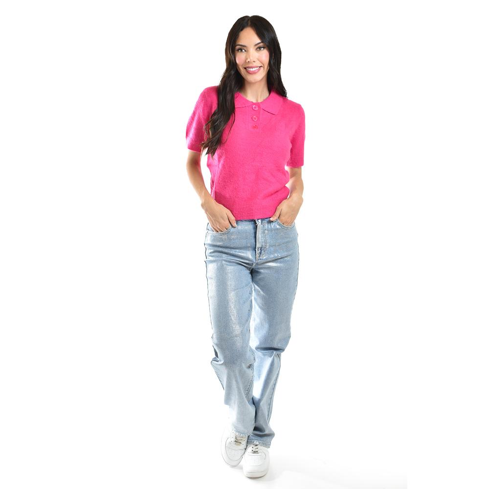 Foto 6 pulgar | Blusa De Punto Tipo Polo Roman Fashion /juvenil, 3056 (fiusha) Fucsia
