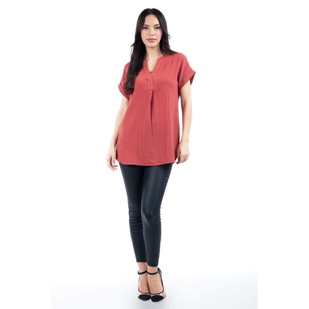 Foto 5 | Blusa Ligera De Cuello V Roman Fashion / Juvenil, 0058 (ladrillo) Naranja Oscuro