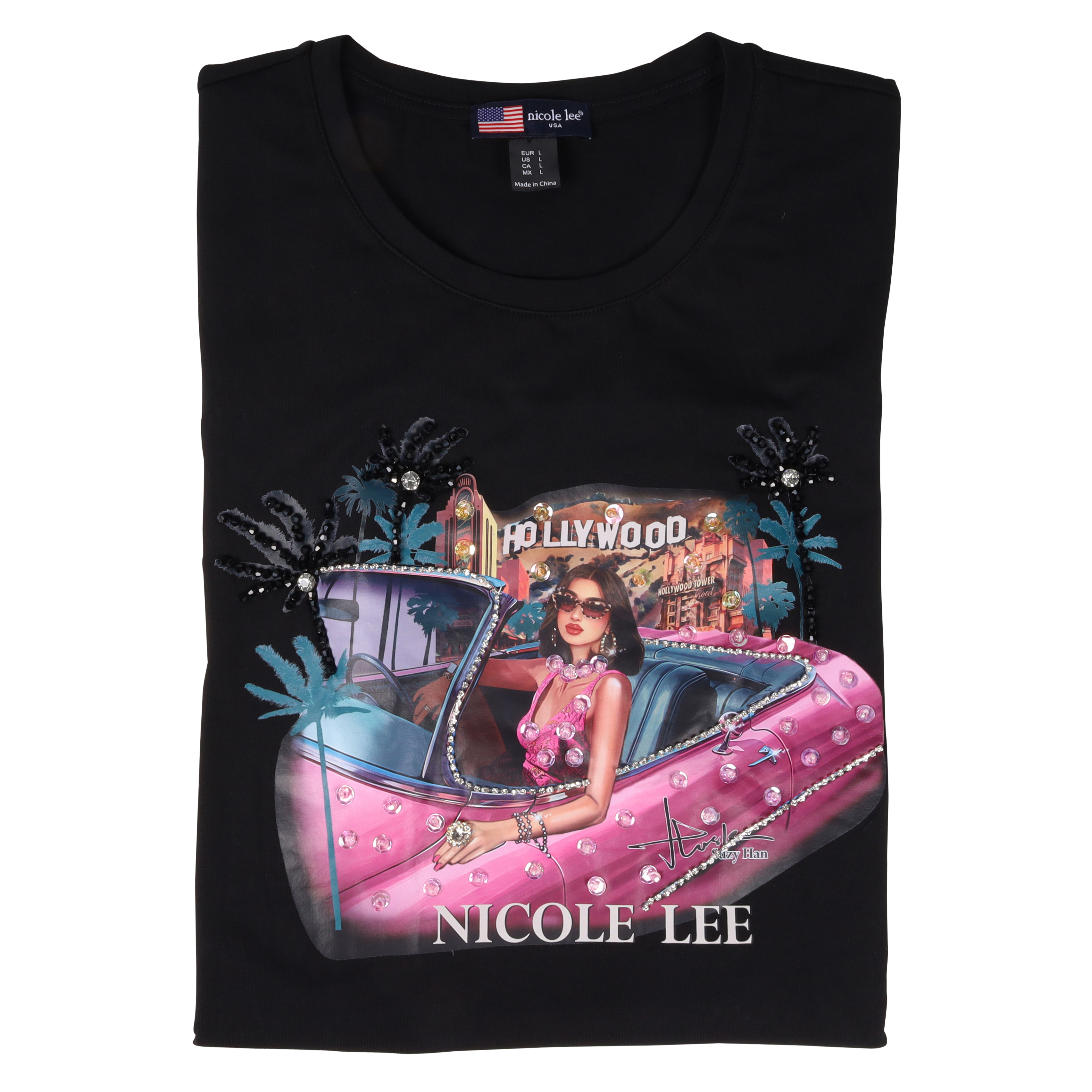 Foto 4 pulgar | Blusa Con Pedreria Nicole Lee Estamada Hollywood Dr