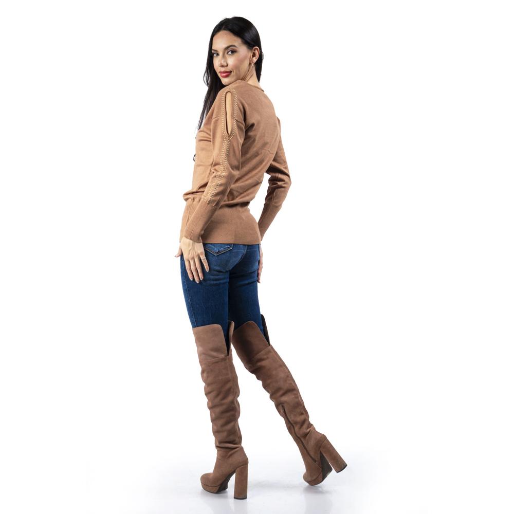 Foto 4 pulgar | Blusa Con Detalles En Las Mangas Roman Fashion / Juvenil, 2306 (cafe) Cafe